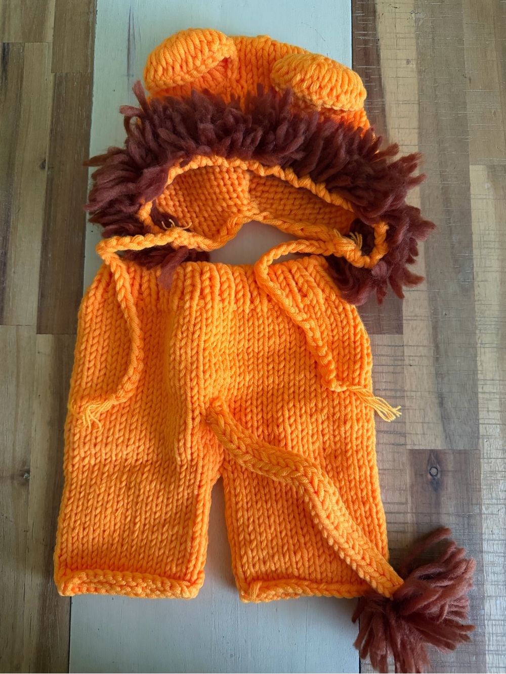 Handmade Orange Lion Knit Costume for Kids